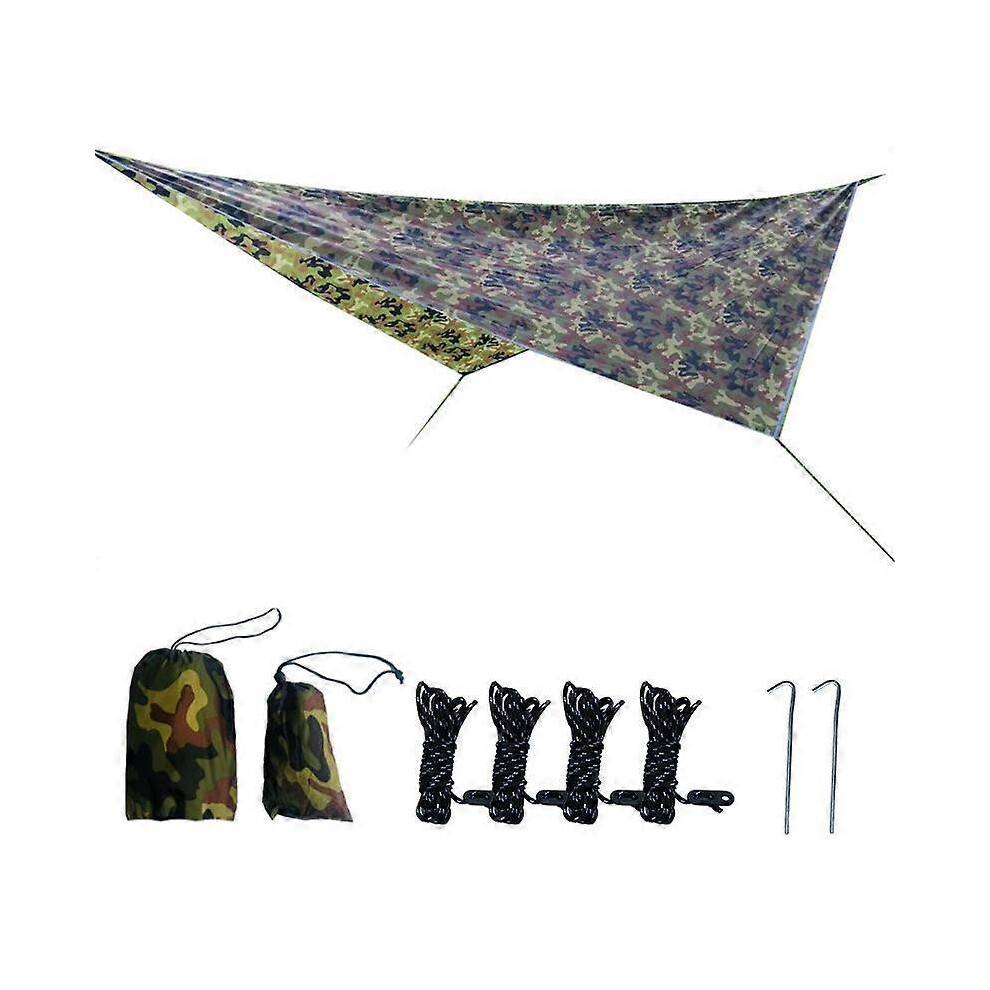 (Army Green) Hammock Rainproof Tent Tarp Windproof Camping Shelter Sunshade Portable Beach Sun Shelter Picnic Travel Camping Mat
