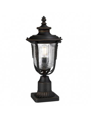 LUVERNE Udendørs sokkellampe i aluminium og glas H50 cm 1 x E27 - Antik bronze/Klar rillet