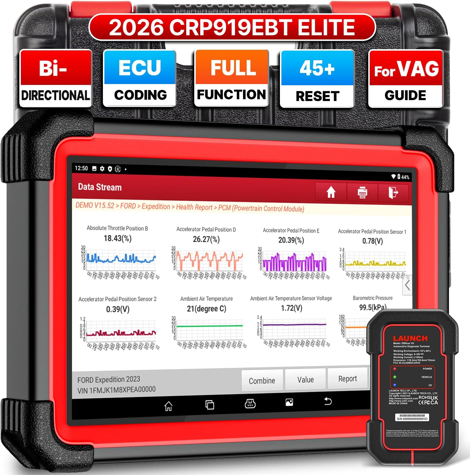 LAUNCH X431 CRP919E BT All System OBD2 Scanner ECU Coding Car Bidirectional Diagnostic Tools CAN FD DOIP 2 Years Free update