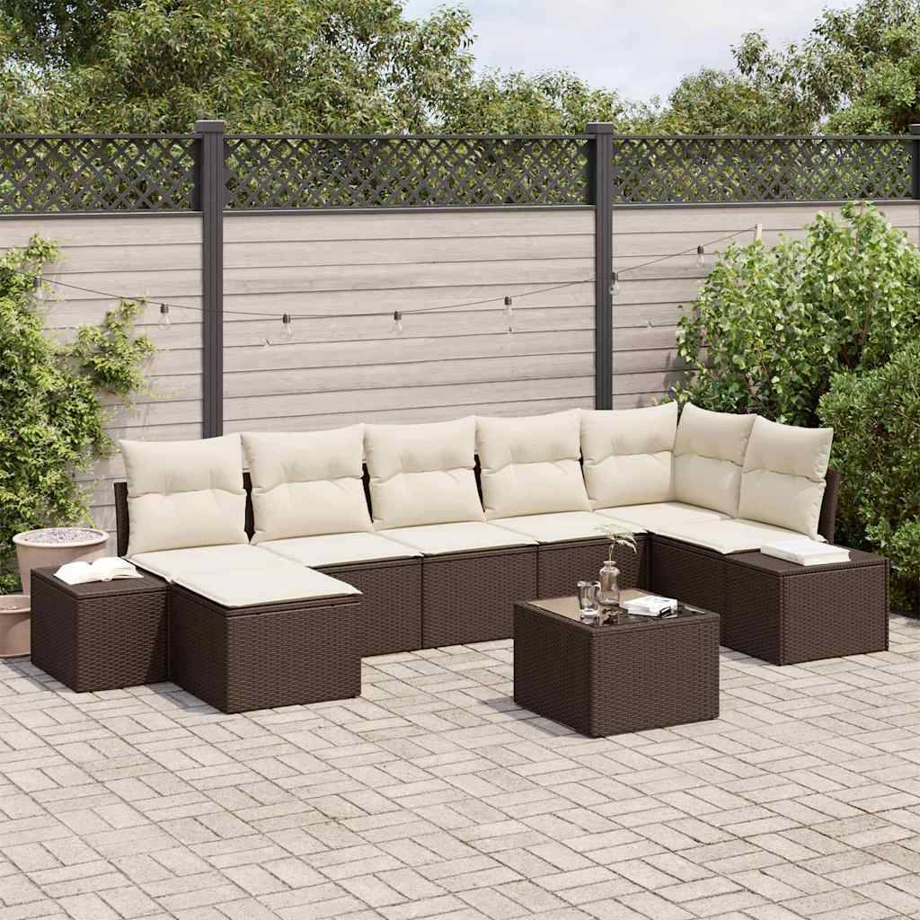vidaXL Havesofa Sæt 7 stk. Brun polyrattan