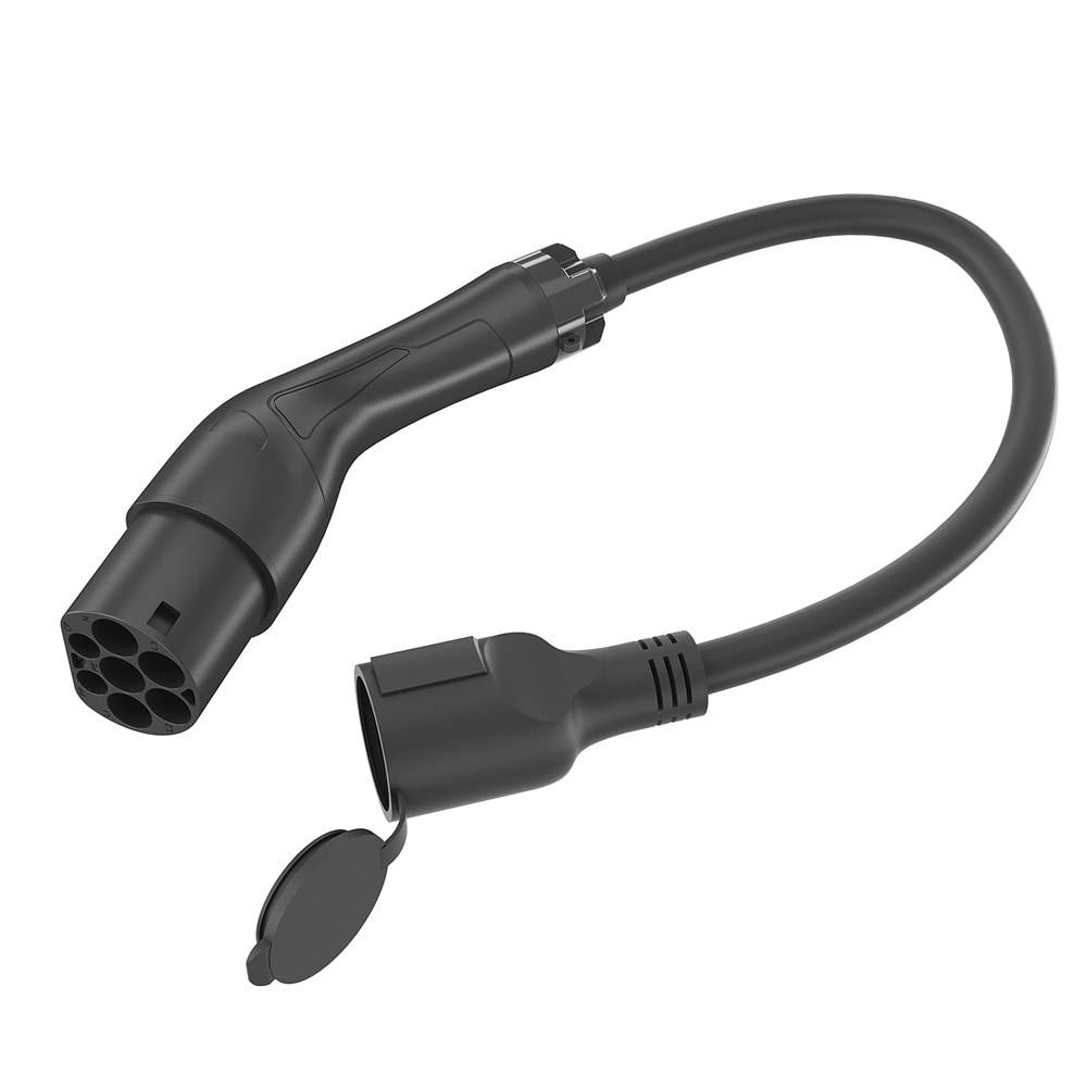 EV laddadapter Typ 2 till fransk kontakt 50 cm / Typ 2-adapterkabel till Type E-uttag