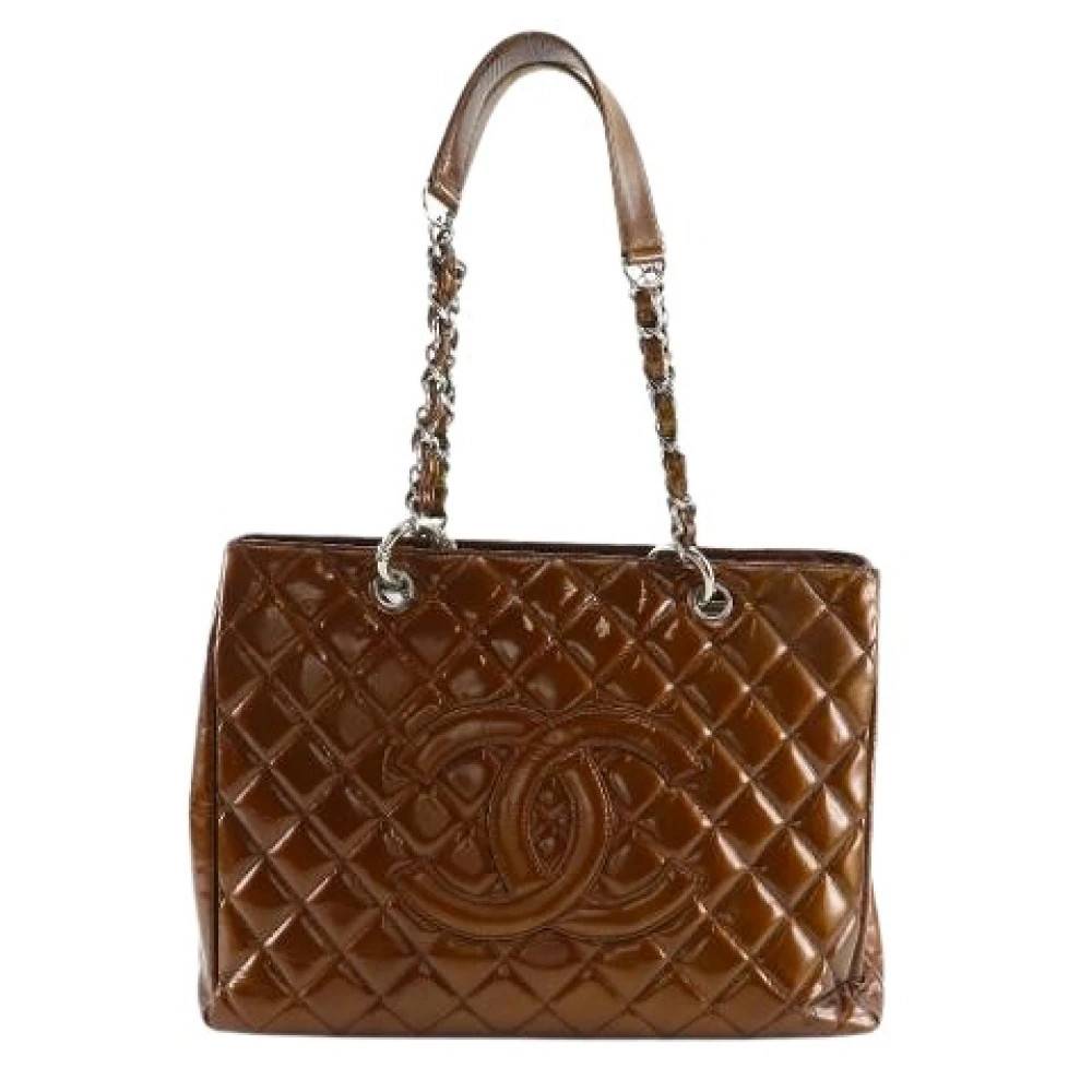 Chanel Vintage Pre-owned Grand Shopping Tote Patent Tote Bag - Vintage - Dame - Brun - ONE SIZE - Uld