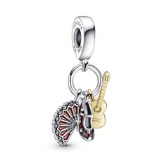 Pandora, Accessoarer, Dam, ONE Size, Spansk Gitarr Charm Hängsmycke Flamenco Sko & Fläkt