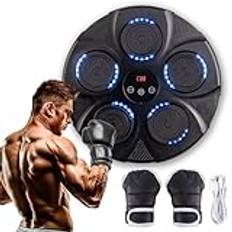 Boxningsmaskin Med Musik Musikboxningsmaskin med Boxhandskar LED Music Boxing Machine Bluetooth Musikbox Maskin 9 Hastighetslägen och Räkningsfunktion - Perfekt för Hemträning med Musik och LED-ljus