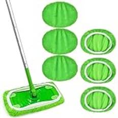 Vicloon 6 våtservetter återanvändbara för sopmopp, tvättbar mikrofiber sopande mopppåfyllning, återanvändbar för Swiffer golvmoppar, torr sopduk våta moppdukar för yta/trägolvrengöring
