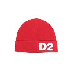 DSQUARED2 KIDS - stickat set med mössa och hatt med logotyp - barn - ull/akryl - I - Röd
