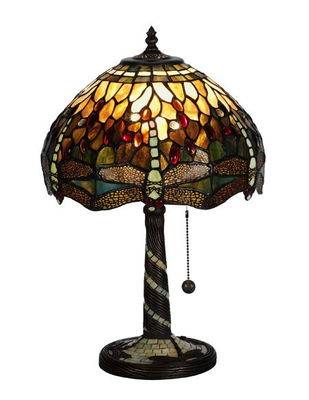 Tiffany från Nostalgia Trollslända oliv bordslampa 30 cm