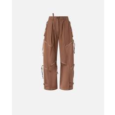 Pinko, P-Pants in gabardine and satin with zip, Marron - teck, 44