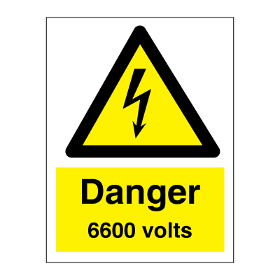 Danger 6600 volt 200x150 mm