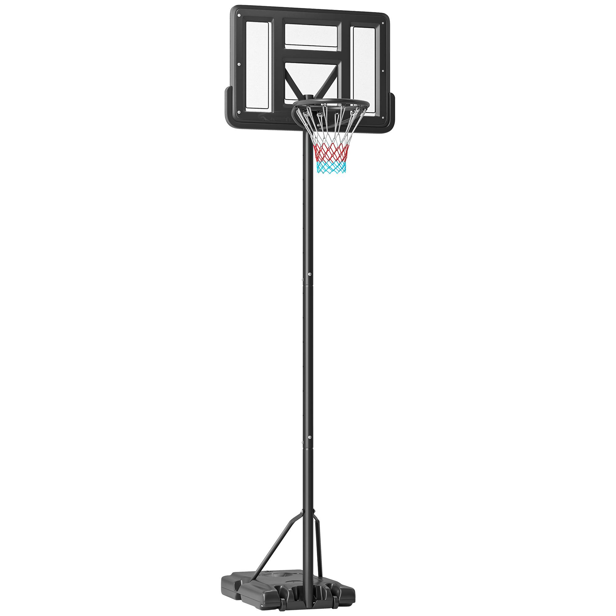 2-in-1 Basketball Hoop Stand, 230-305 cm Adjustable Height, Portable Pool & Outdoor Basketball System with 110x75 cm Shatterproof Backboard, Steel Frame, Fillable Base with Wheels, Nylon Net