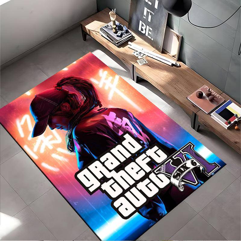 GTA VI Neonsk UBB-stil Matta Halkfri matta lämplig för vardagsrum och sovrumsssoffor. gray