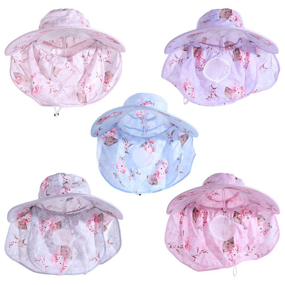Wide-Brimmed Sunshade Shawl Cap Flower Neck Protection Hat Peaked Cap Picking Tea Hat  Outdoor