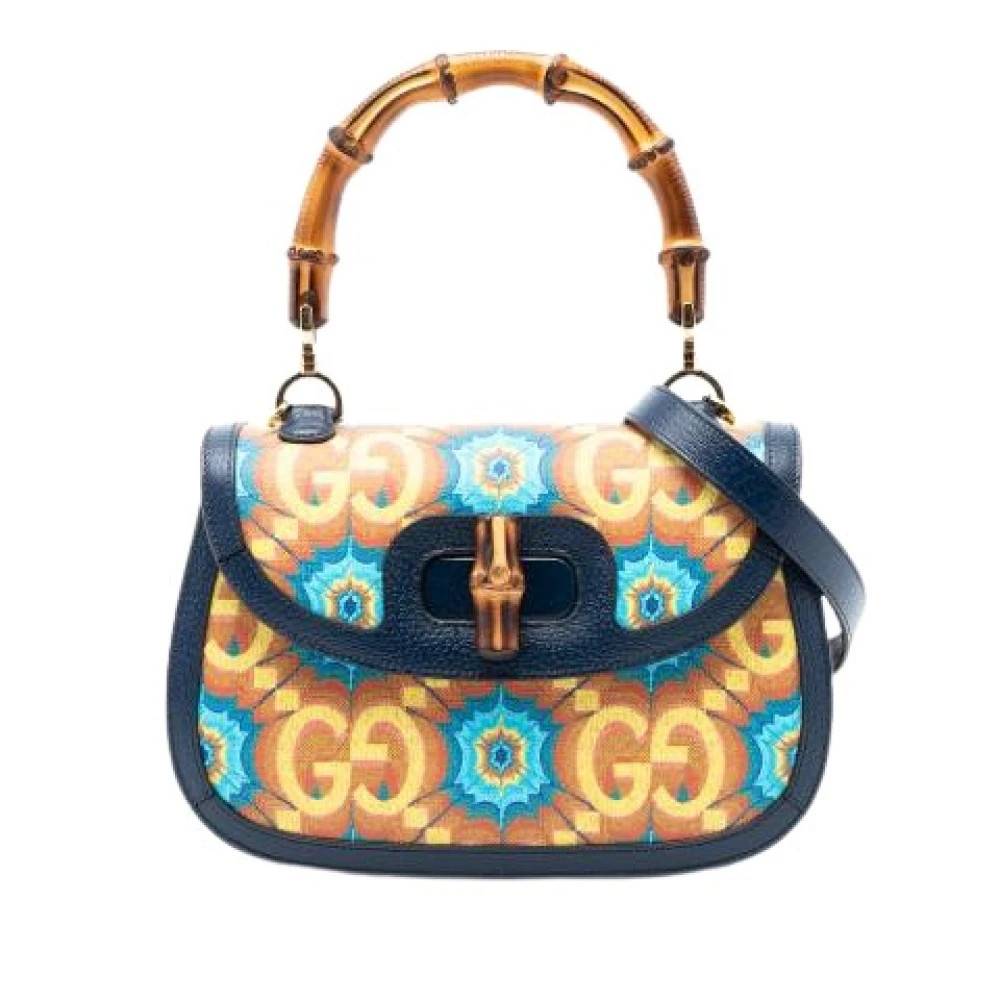 Gucci Vintage Pre-owned Vintage Bamboo Satchel - Vintage - Dame - Flerfarvet - ONE SIZE - Uld