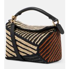 Loewe Puzzle Edge Small raffia shoulder bag - multicoloured