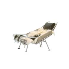 PP225 Flaglinestol af Hans J. Wegner (Standardlæder, Sort lakeret understel, Natur)