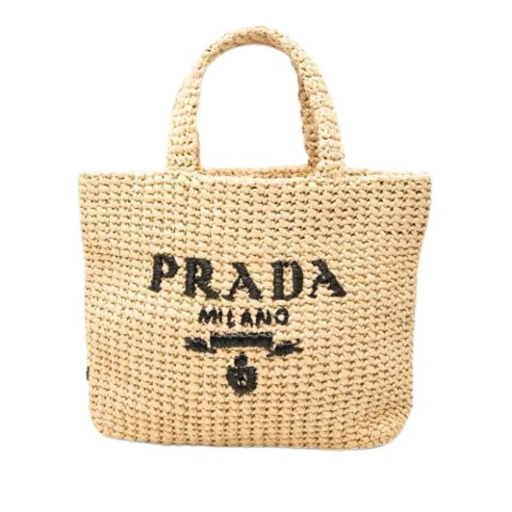 Prada Vintage Pre-owned Raffia Tote - Vintage - Dame - Beige - ONE SIZE -