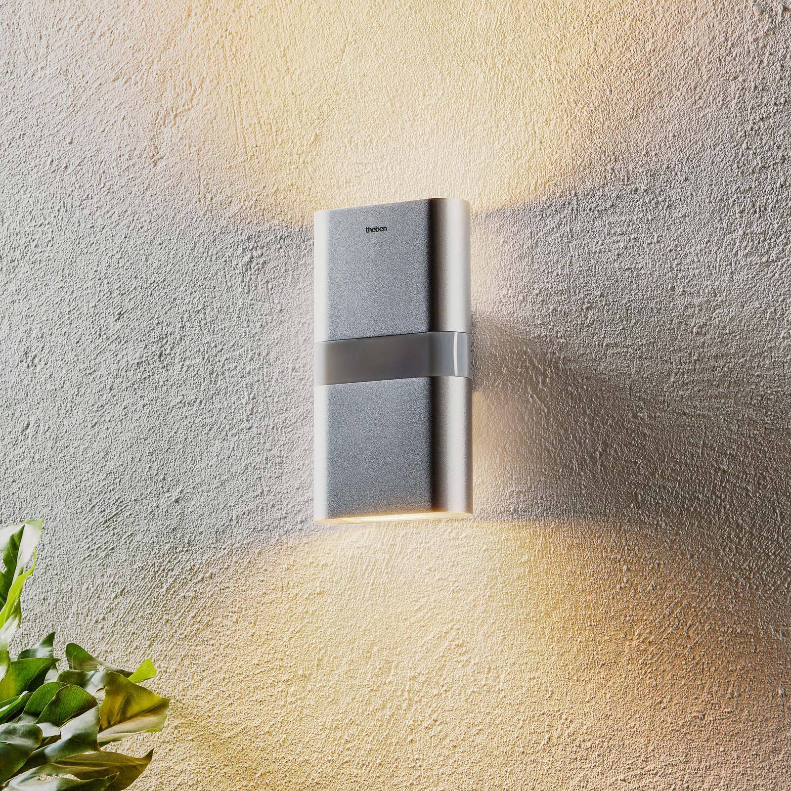 Theben Utomhus vägglampa med rörelsesensor theLeda D UD AL, Aluminium / grå / zink, Aluminium / grå / zink, Modern