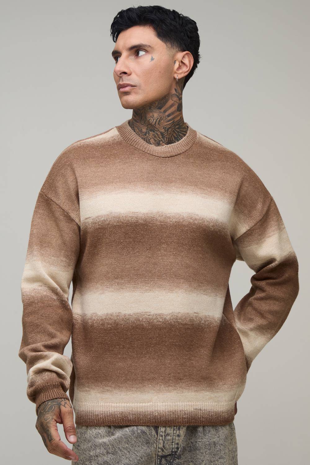 Tall Relaxed Ombre Knitted Jumper | Brown | Size XL