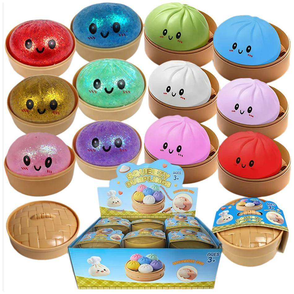 Dumpling Squishy Mysteries Dumplings Stresslindring Fidgetleksaker Hemmakontor Skrivbordsaccessoarer Partygåva Dumpling Squishy white