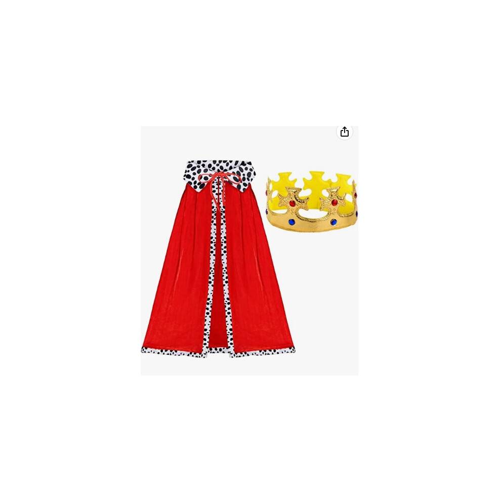 Kongekostume til børn, prinskappe og prinskrone 2 dele sæt, konge, dronning, kappe, prins, prinsesse, kappe, julekrybbekostume til Halloween