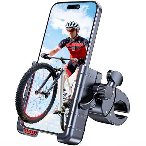 Giftorld cykelhållare för telefonfäste-[1s lås ] [kameravänlig] Motorcykeltelefonhållare Styrklämma för barnvagn, skoter, cykel, 360° Rotera telefonfäste för 4,5-7 tums smartphone