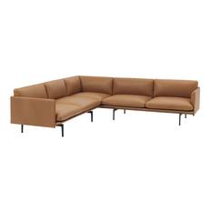 Outline Corner Sofa - Cognac Refined Leather/Black Base