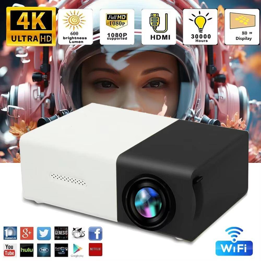 YG300 Projektor för Barnunderhållning och Kontor MINI Bärbar Mini Mini Projektor Stöder 1080P Ultra Hög Definition gul
