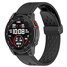 Sylphicryst för Garmin Epix Pro 47mm,Garmin Fenix7/7 Solar/7 Sapphire Solar,Silikon klockarmband i Magnetiskt klockspänne för Herr-och Damklockor med Snabbkoppling smartklockor,Svart