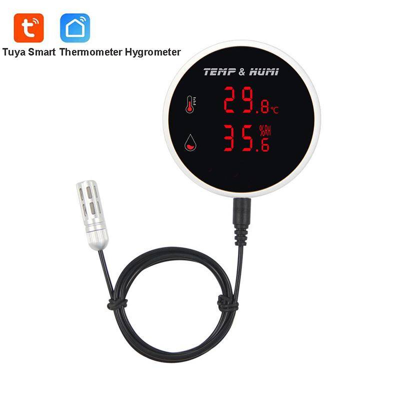Tuya WiFi Termometer Hygrometer Smart Sensor Digital Display Temperatur Fuktighet Hem Vattenpool Termostat Fjärrlarm vit