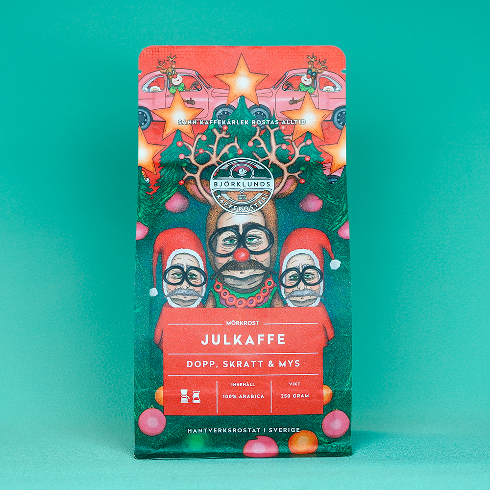 Björklunds kafferosteri - Julkaffe 2025 - Mörkrostade kaffebönor - 250g