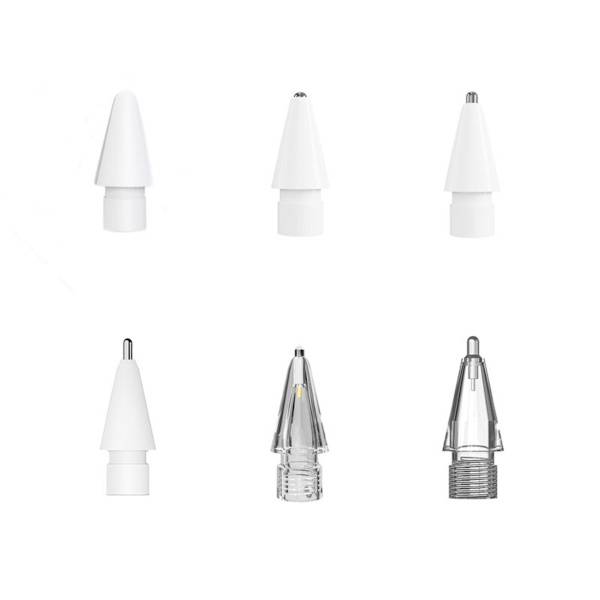 Multifärgade ersättningsspetsar 6-pack kompatibelt med Apple Pencil, PA6+koppar, twist-on förlängd fjäderspets för teckning och anteckningar