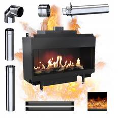 Gas fireplace insert KRATKI LEO 9.5kW FI100/150 Natural gas Recuperation EKO SET svart