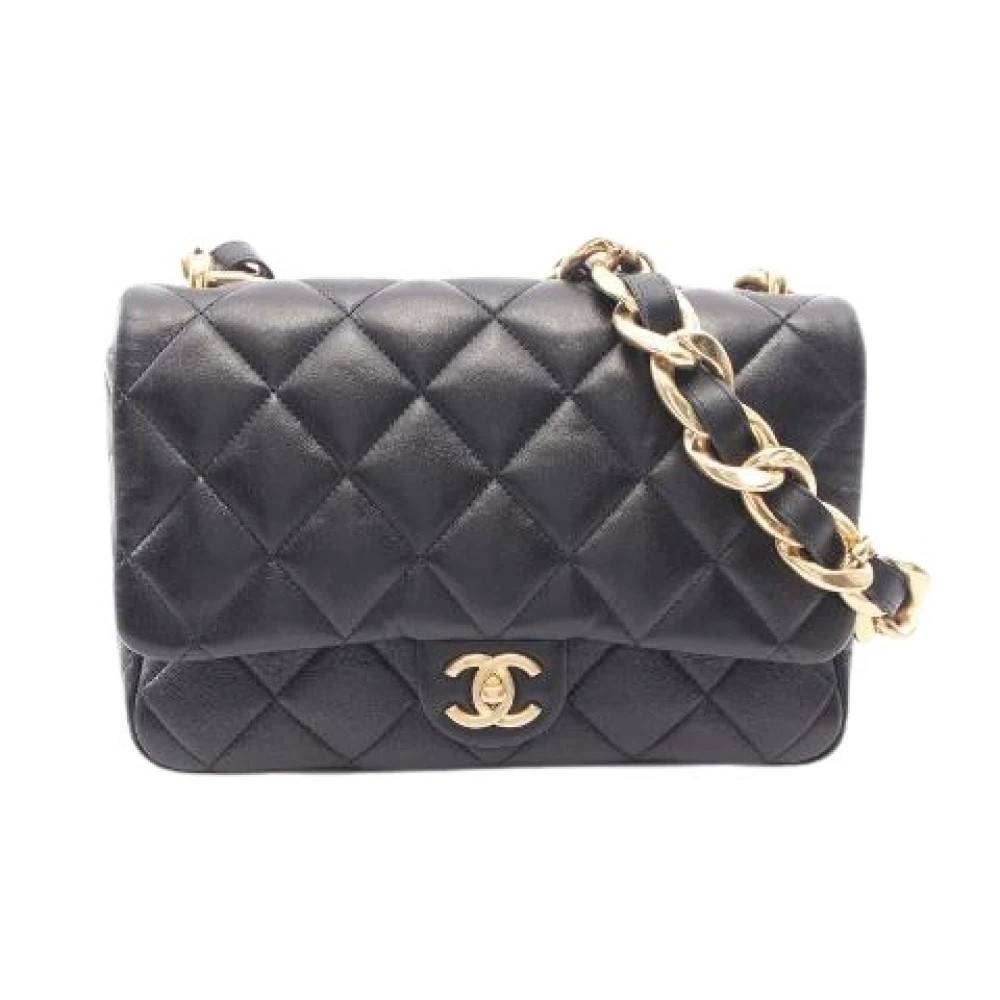 Chanel Vintage Pre-owned Large Flapbag Matelassé skuldertaske i lammeskind - Vintage - Dame - Sort - ONE SIZE - Uld