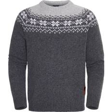 Gridarmor Men's Snøkrystall Round Neck Ullgenser Dark Grey/Light Grey/White, Dk. Grey/Lt. Grey/White, XL