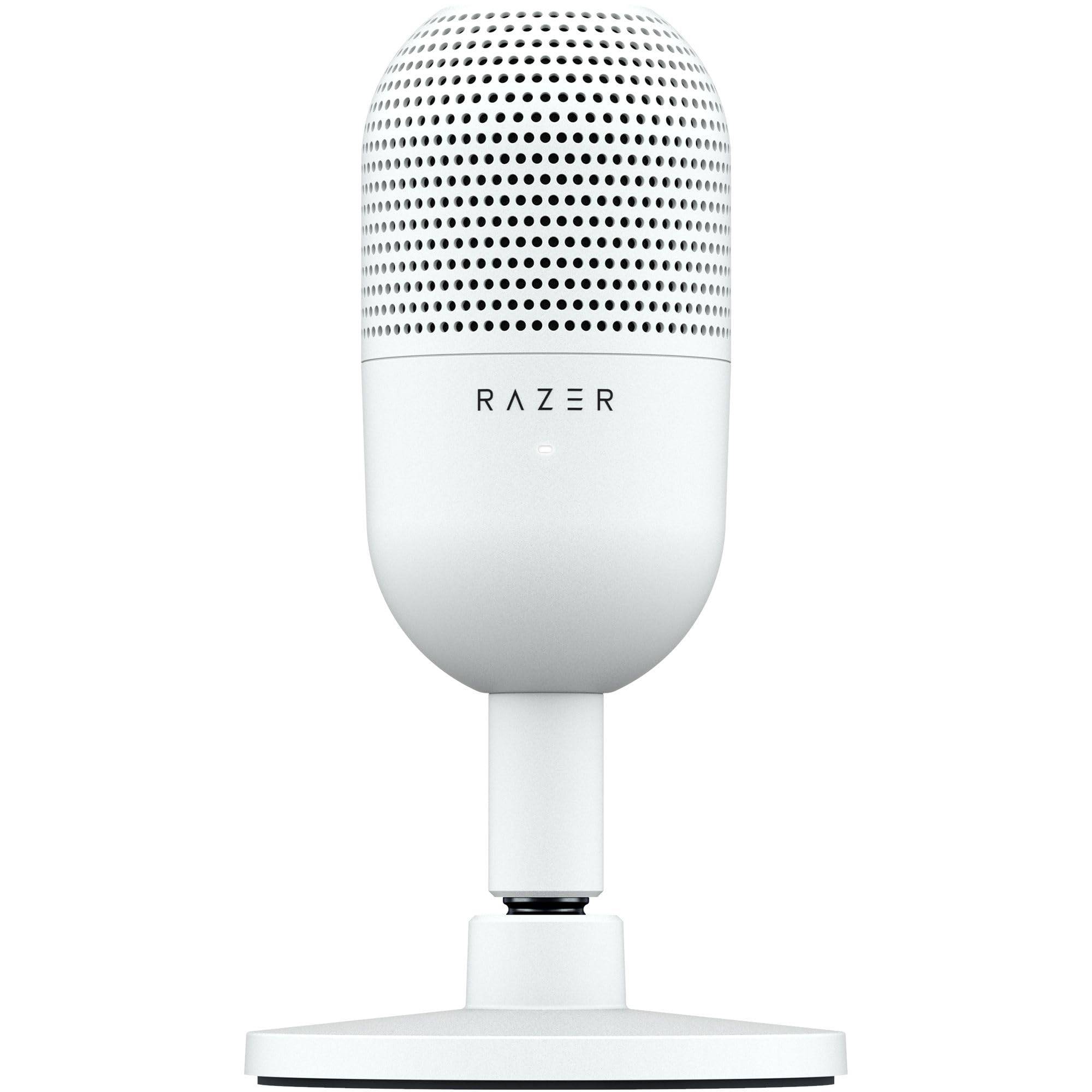 Razer Seiren V3 Mini White Condenser Microphone, Ultra-Compact Design, Tap-to-Mute Sensor, Gaming Microphone, USB Microphone, Streaming, Siren V3 Mini