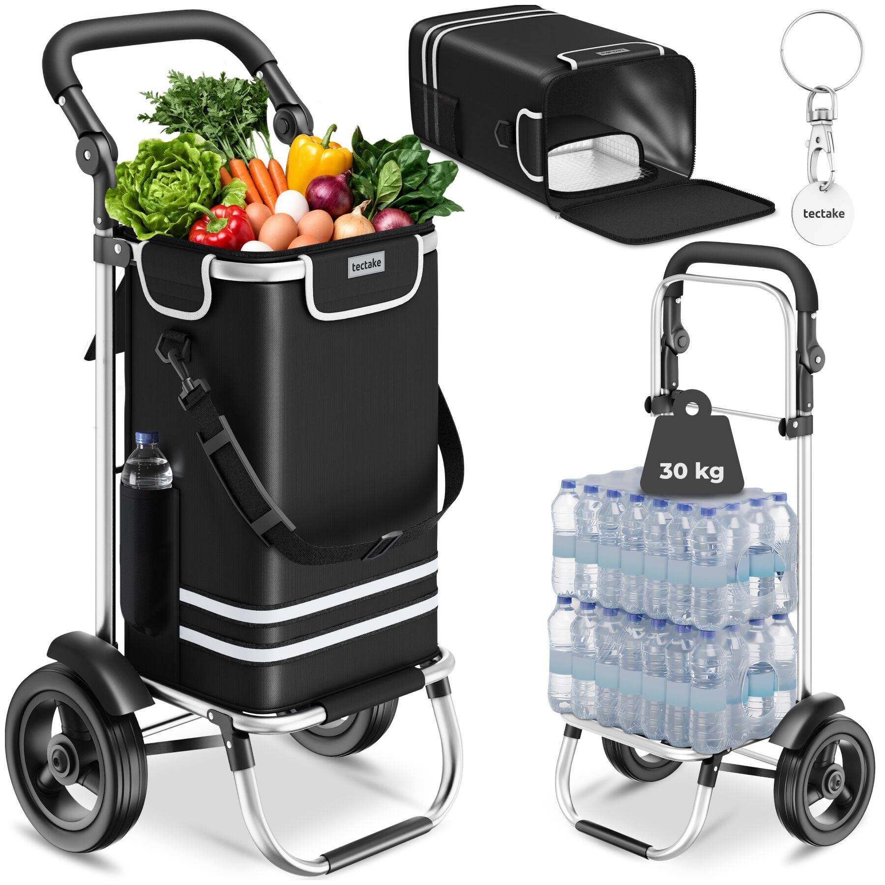 Inköpsvagn Shopper, 3-i-1, hopfällbar, med kylväska - svart