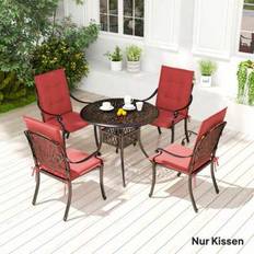 Outsunny set med 4 sittdynor 108 x 50 x 5 cm stolsdynor med band, sittdyna för utomhus/inomhus, sittdyna, bänkdyna för trädgårdsmöbler, sittstol, mats - Röd