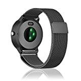 Niboow 20 mm armband för Garmin Venu Sq 2/Venu Sq 2 Music/Venu 2 Plus/Venu Sq/Venu Sq Music/Venu, rostfritt magnetiskt armband för Garmin Vivoactive 3/Vivoactive 3 Music/Forerunner 245-svart