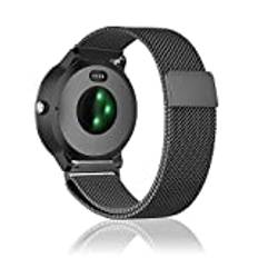 Niboow 20 mm armband för Garmin Venu Sq 2/Venu Sq 2 Music/Venu 2 Plus/Venu Sq/Venu Sq Music/Venu, rostfritt magnetiskt armband för Garmin Vivoactive 3/Vivoactive 3 Music/Forerunner 245-svart