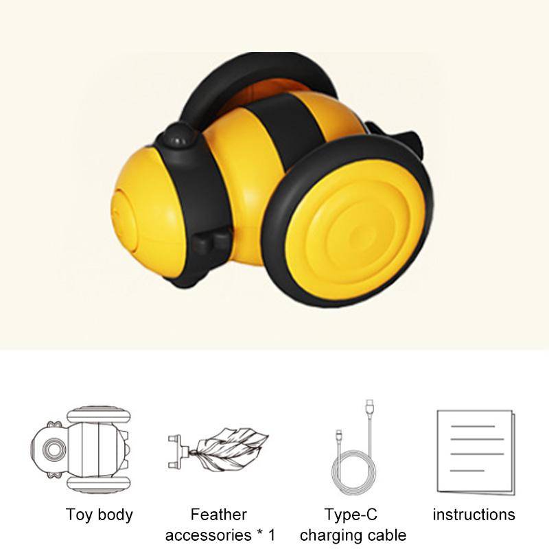 Kattleksak Liten Bi Elektrisk Lockpinne Interaktiv Kattleksak Intelligent Elektrisk USB-laddning Locka Katt Magisk Husdjursförnödenhet ONE SIZE gul