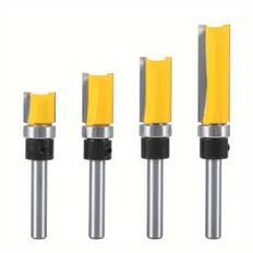 TEMU 4pcs/set Precision 1/4" Shank Pattern Flush Trim Router Bit, Flush Trim Wood Cutter, Ultra-precise, Seamless Cuts - Durable & Versatile, Smooth Milling & Detailed Finishing