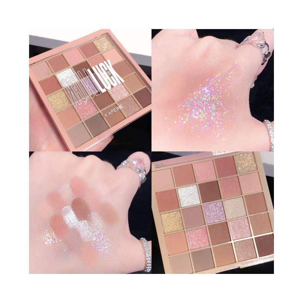 (Matches the image, 02) 25 Color Eye Shadow Palette Nude Low Saturation All-Match Earth Tone Pearlescent Matte Large Base Easy Remover Daily Eyeshadow