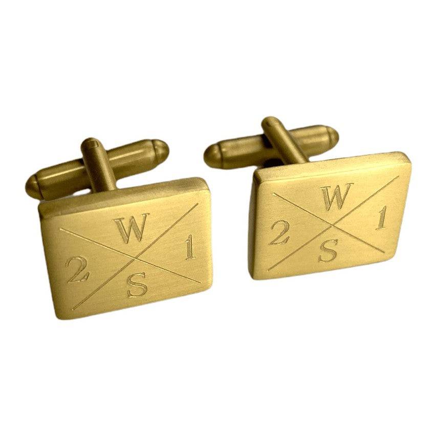 Graverade manschettknappar - Cross, Blank Guld