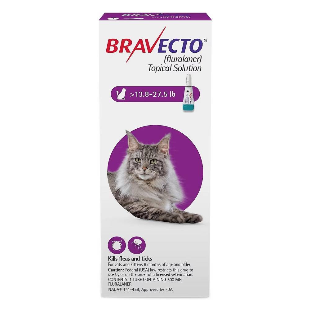 Bravecto Spot-On For Large Cats 13.8 Lbs - 27.5 Lbs (Purple) 2 Pack