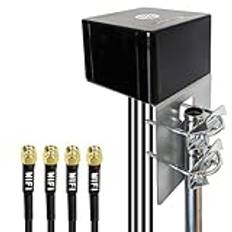 Maswell 4 x 4 MIMO utomhus WiFi-antenn, 2,1-7,2 GHz Omni utomhusantenn, WiFi 6E WiFi 7 Bluetooth IoT ZigBee WiMax, 4 x 2 m LMR195 ekvivalent kabel med RP-SMA