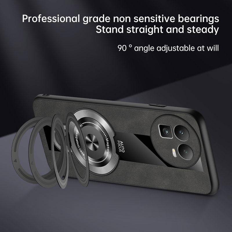 För Magsafe Trådlös Laddningsfodral För Realme GT 8 Pro PU-läder Stötsäkert Ringstativ Hållare Telefonfodral För Realme GT8Pro