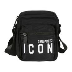 Dsquared2, Taske, Herre, Sort, ONE SIZE, Uld, Sort skuldertaske med logoprint