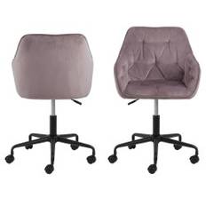 ACT NORDIC Brooke skrivebordsstol, m. armlæn - støvet rosa polyester og sort metal