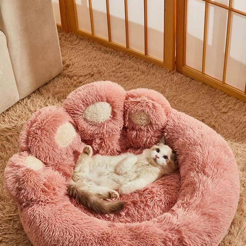 Hundsäng Vinter Katt Husdjur Soffa Söt Björntassform Bekväma Husdjurssovplatser Mjuk Fluffig Kudde
