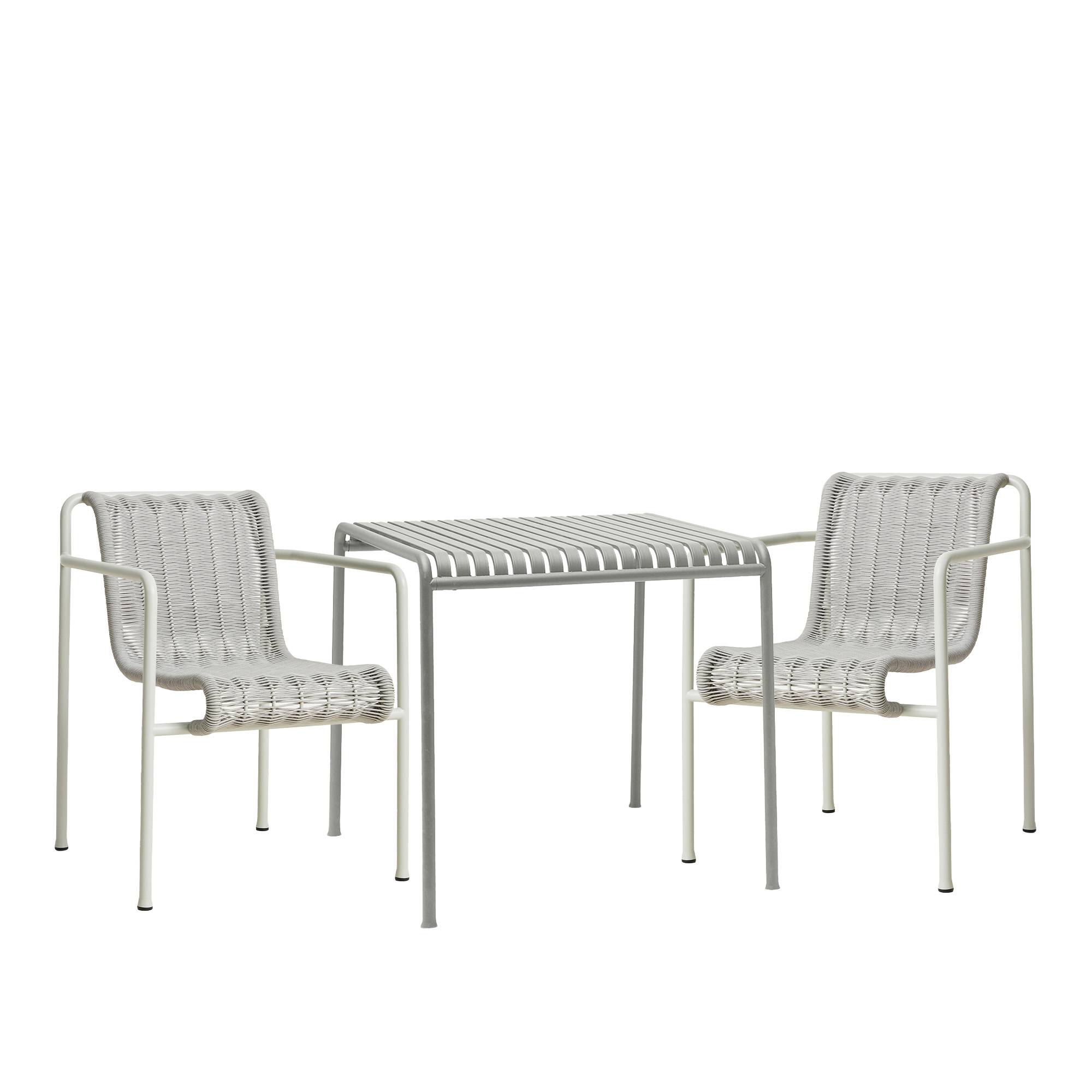 HAY - Palissade cord spisesæt med bord & 2 karmstole sky grey - Havemøbelsæt til spisning